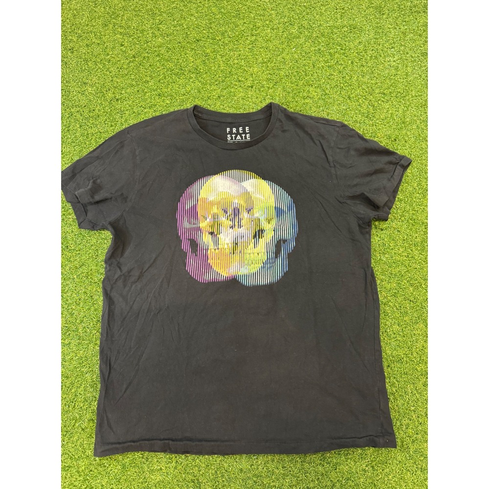 Free State Mens Skull Graphic T-Shirt Black Short Sleeve Crewneck Large